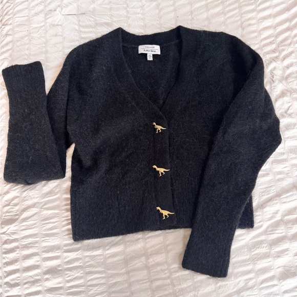 & Other Stories Black Cardigan with Gold Dinosaur Buttons - Picture 8 of 10